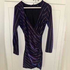 Elegant Purple Striped Dress